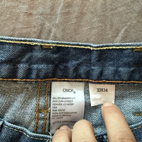 Cinch Men's White Label Jeans Relaxed Fit Mid Rise Straight Leg Size 33x32 - Picture 7 of 13